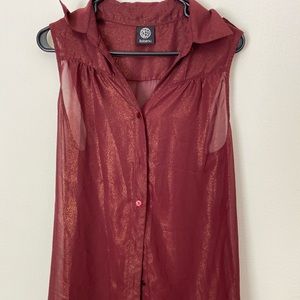 Shimmery button down top